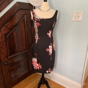 Milly Black taffeta floral sheath dress, Sz 8